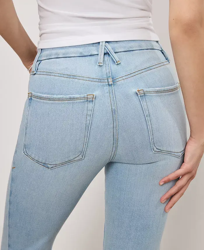 Good American Petite Good Soft-Tech Mid-Rise Flare-Leg Jeans Women's Fashion Shoes & Accessories