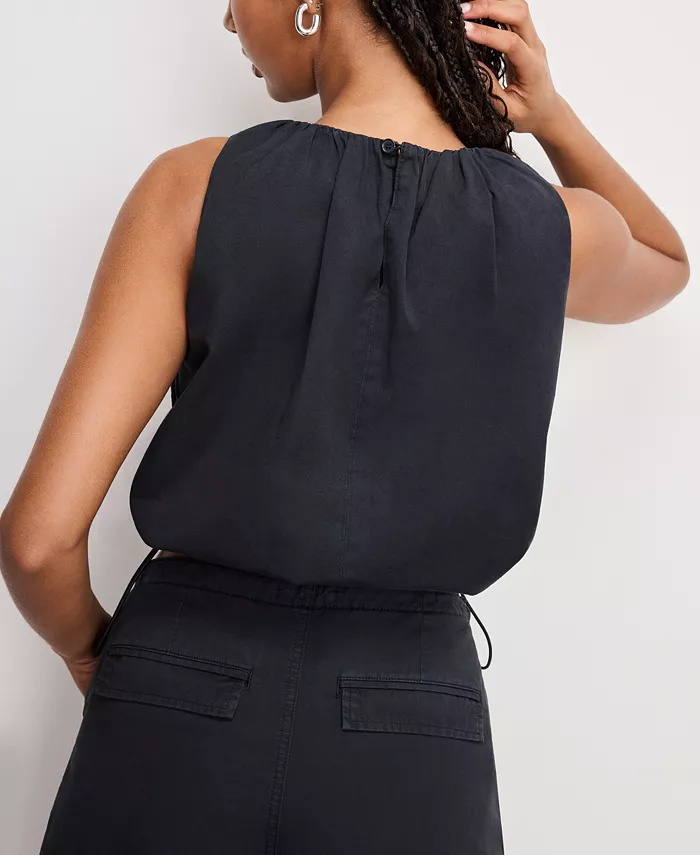 Good American Women's Cotton Twill Parachute Bubble Top Women's Fashion Shoes & Accessories