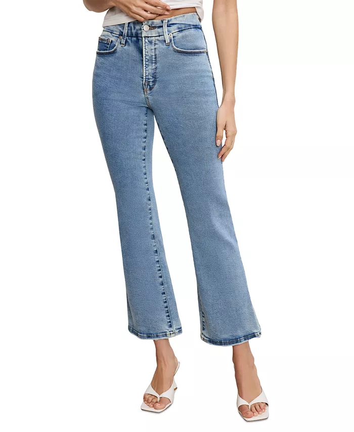 Good American Women's Good Legs Cropped Mini Boot Jeans Women's Fashion Shoes & Accessories