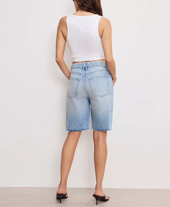 Good American Women's Good Standard Denim Bermuda Shorts Women's Fashion Shoes & Accessories