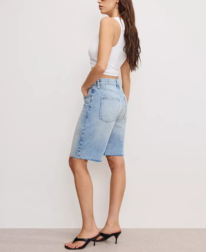 Good American Women's Good Standard Denim Bermuda Shorts Women's Fashion Shoes & Accessories