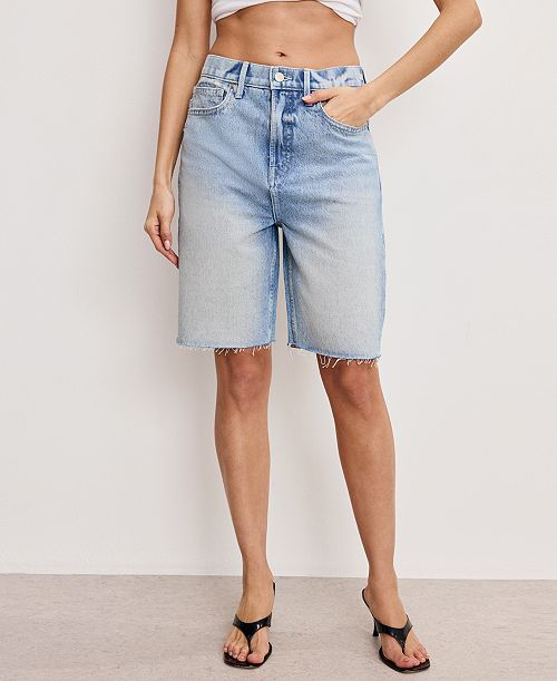 Good American Women's Good Standard Denim Bermuda Shorts Women's Fashion Shoes & Accessories