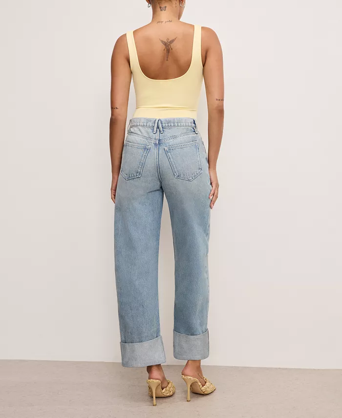 Good American Women's Good Standard Relaxed-Fit Barrel Jeans Women's Fashion Shoes & Accessories