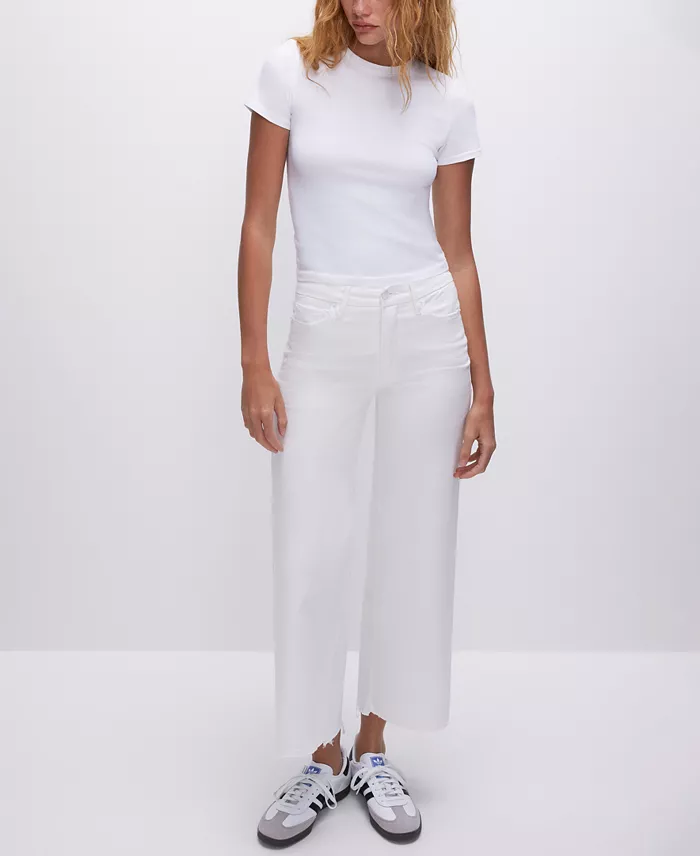 Good American Women's Good Waist Cropped Palazzo Jeans Women's Fashion Shoes & Accessories