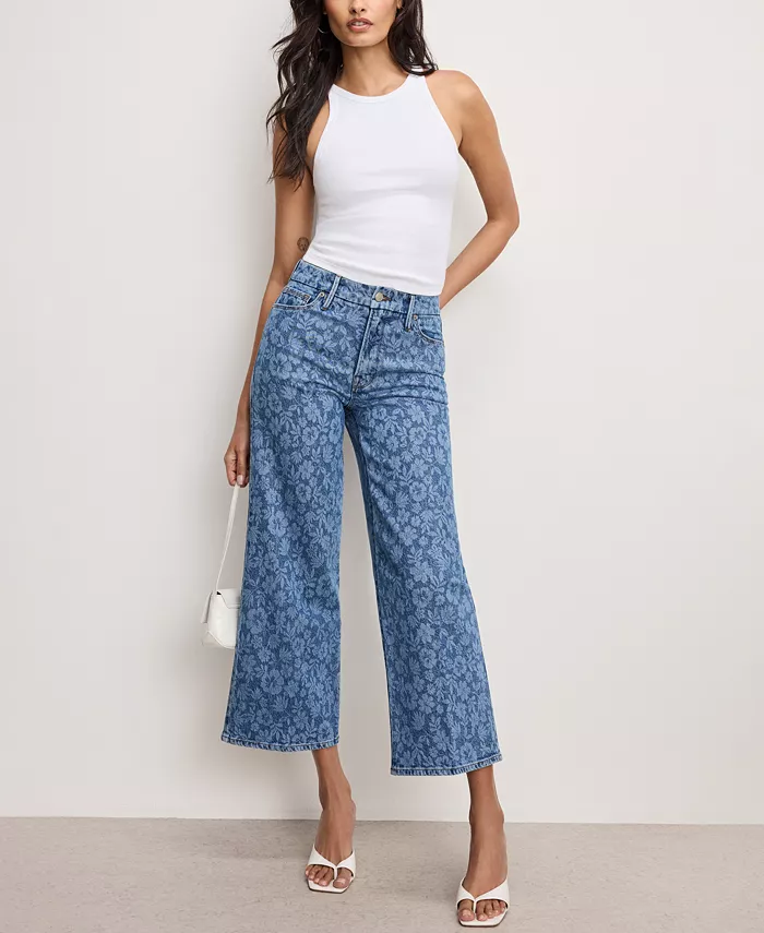 Good American Women's Good Waist Cropped Palazzo Jeans Women's Fashion Shoes & Accessories