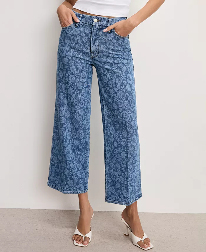 Good American Women's Good Waist Cropped Palazzo Jeans Women's Fashion Shoes & Accessories