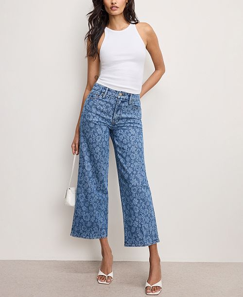 Good American Women's Good Waist Cropped Palazzo Jeans Women's Fashion Shoes & Accessories