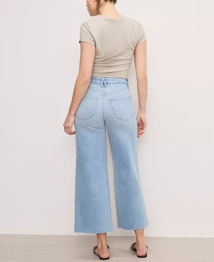 Good American Women's Good Waist Palazzo Crop Light Compression Jeans Women's Fashion Shoes & Accessories