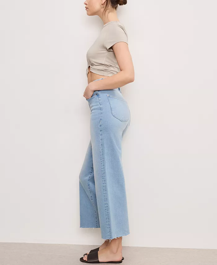 Good American Women's Good Waist Palazzo Crop Light Compression Jeans Women's Fashion Shoes & Accessories