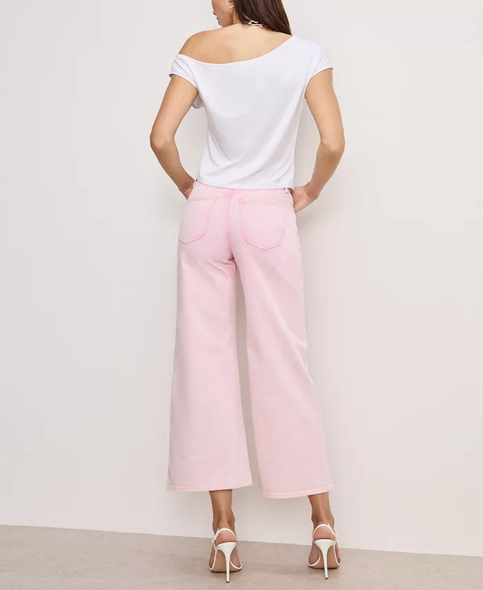 Good American Women's Good Waist Palazzo Cropped Jeans Women's Fashion Shoes & Accessories