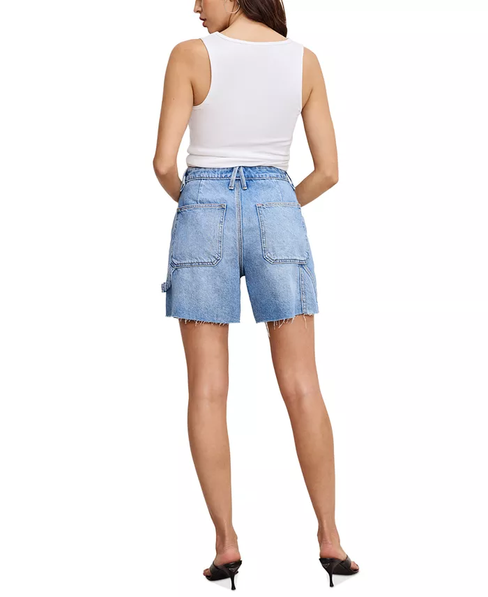 Good American Women's High-Rise 90s Raw-Edge Shorts Women's Fashion Shoes & Accessories