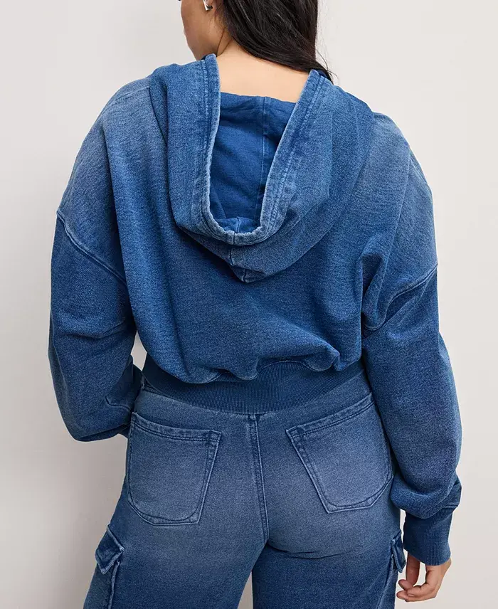 Good American Women's Jeanius Cotton Zip-Up Hoodie Women's Fashion Shoes & Accessories