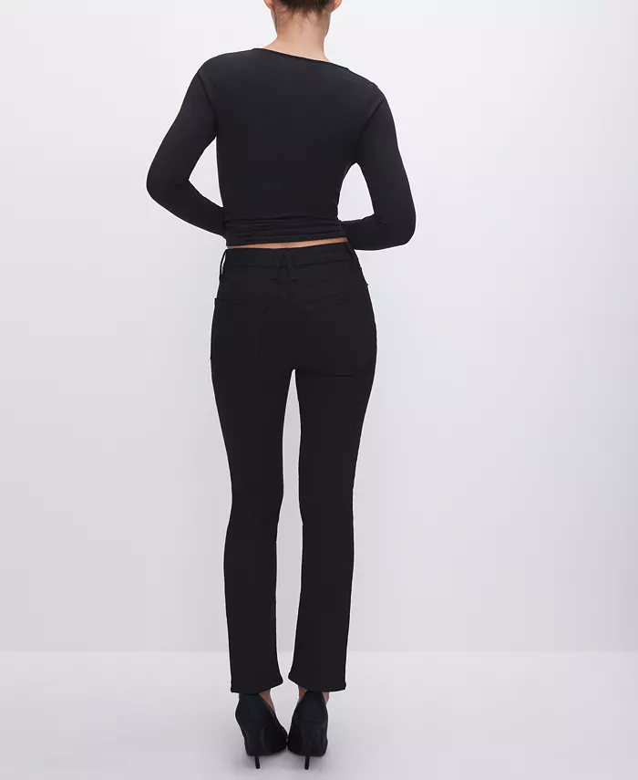 Good American Women's Never Fades Good Legs High-Rise Straight-Leg Jeans Women's Fashion Shoes & Accessories