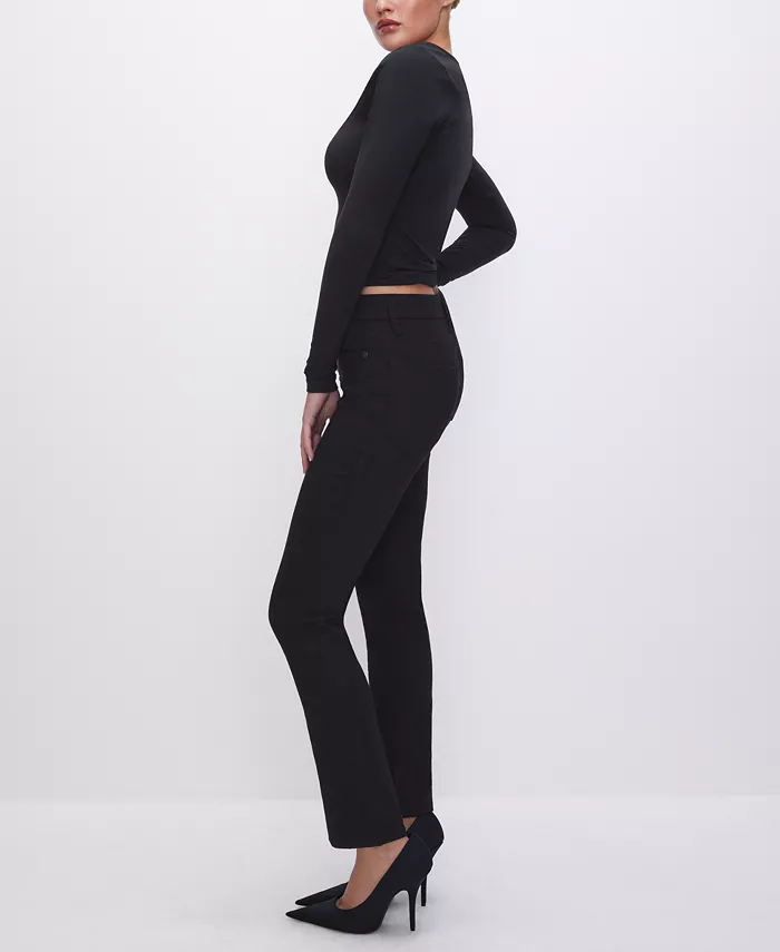 Good American Women's Never Fades Good Legs High-Rise Straight-Leg Jeans Women's Fashion Shoes & Accessories