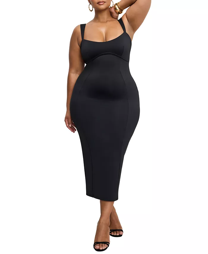 Good American Women's Scuba Sweetheart Midi Dress Women's Fashion Shoes & Accessories