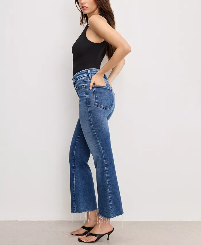 Good American Women's Soft Tech Good Legs Cropped Jeans Women's Fashion Shoes & Accessories