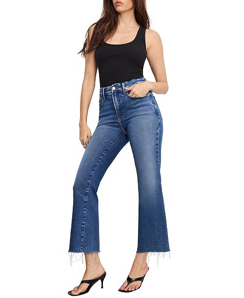 Good American Women's Soft Tech Good Legs Cropped Jeans Women's Fashion Shoes & Accessories