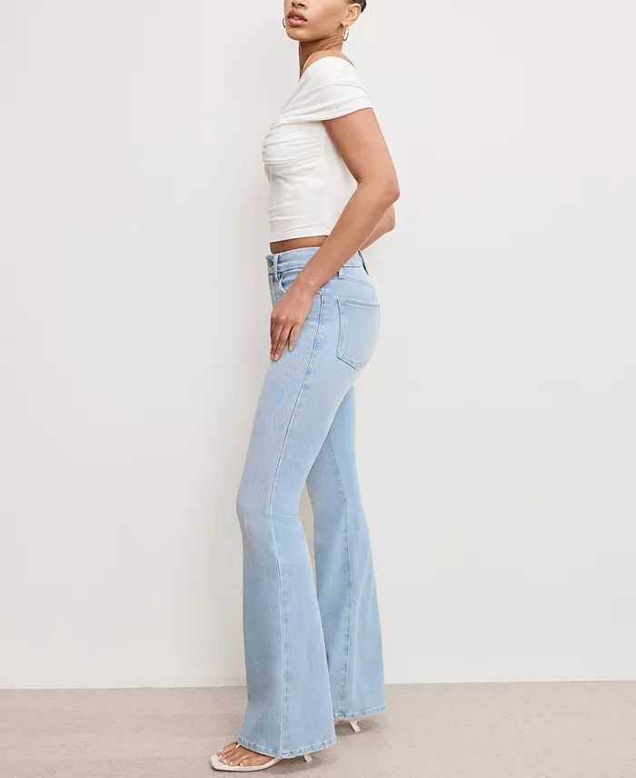 Good American Women's Soft Tech Good Legs Flare Jeans Women's Fashion Shoes & Accessories