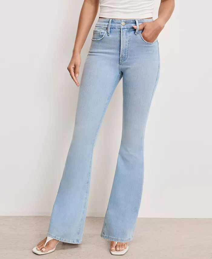 Good American Women's Soft Tech Good Legs Flare Jeans Women's Fashion Shoes & Accessories
