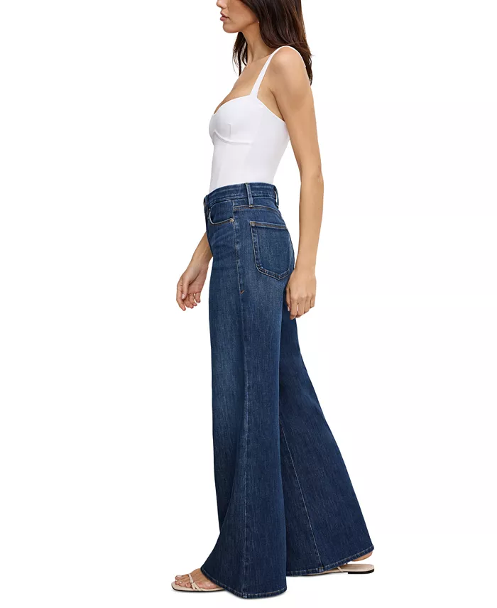 Good American Women's Soft-Tech Good Waist Palazzo Jeans Women's Fashion Shoes & Accessories