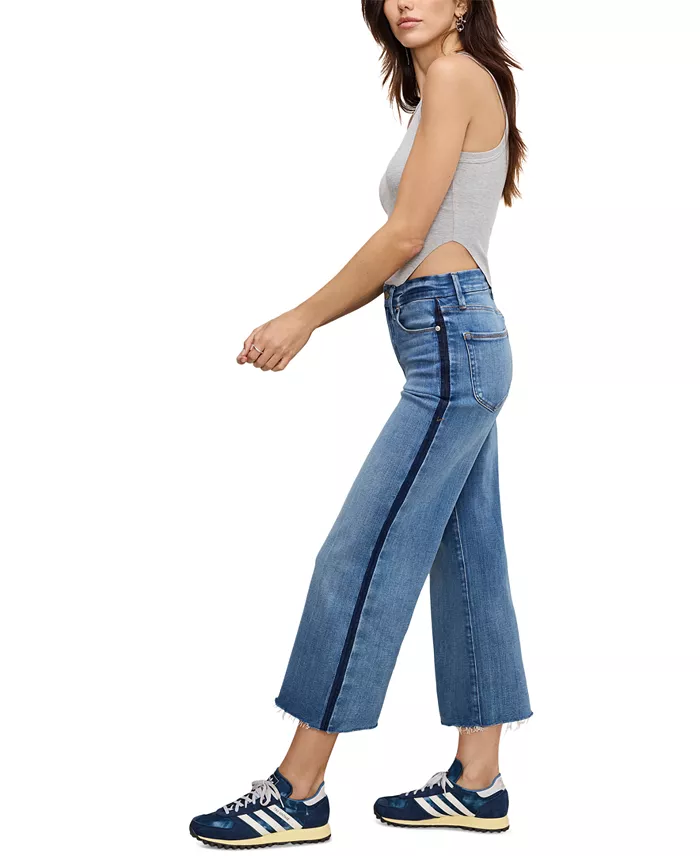 Good American Women's Soft-Tech Good Waist Palazzo Cropped Jeans Women's Fashion Shoes & Accessories