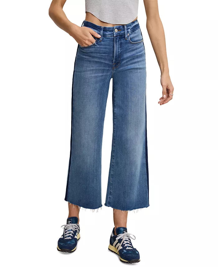 Good American Women's Soft-Tech Good Waist Palazzo Cropped Jeans Women's Fashion Shoes & Accessories