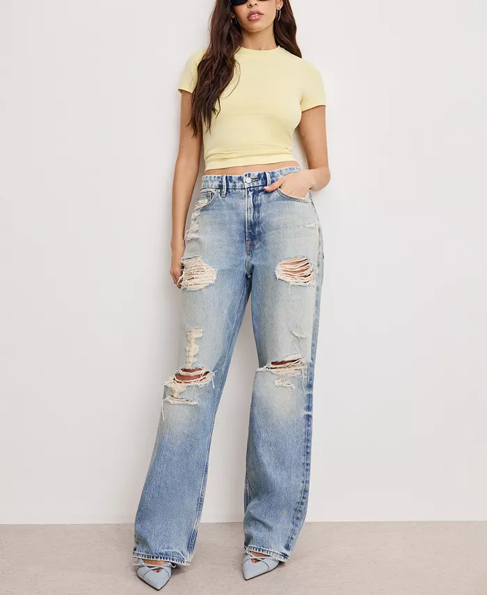 Good American Women's Super Stretch Baby T-Shirt Women's Fashion Shoes & Accessories