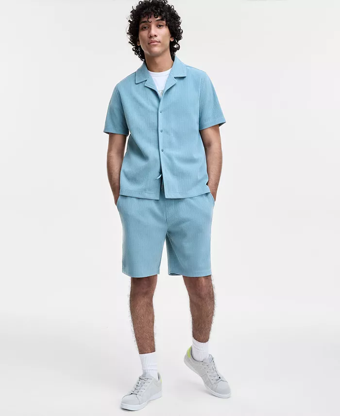 GUESS Flower T-Shirt Baron Textured Knit Shorts & Shirt Men's Fashion & Accessories