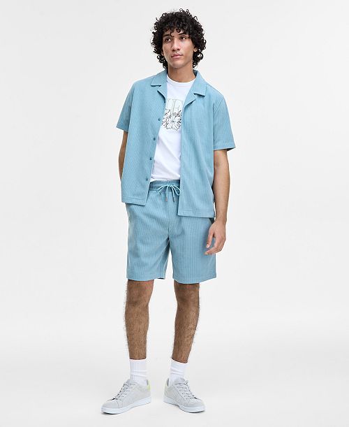 GUESS Flower T-Shirt Baron Textured Knit Shorts & Shirt Men's Fashion & Accessories