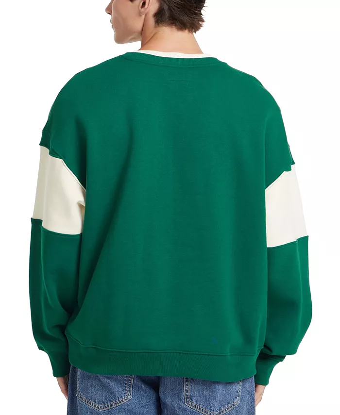 GUESS JEANS Men's Stripe Crewneck Logo Sweatshirt Men's Fashion & Accessories