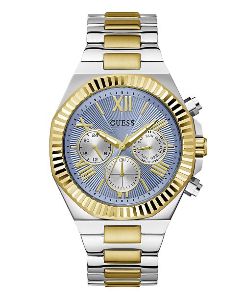 GUESS Men's Analog Two-Tone 100% Steel Watch 44mm Jewelry & Watches