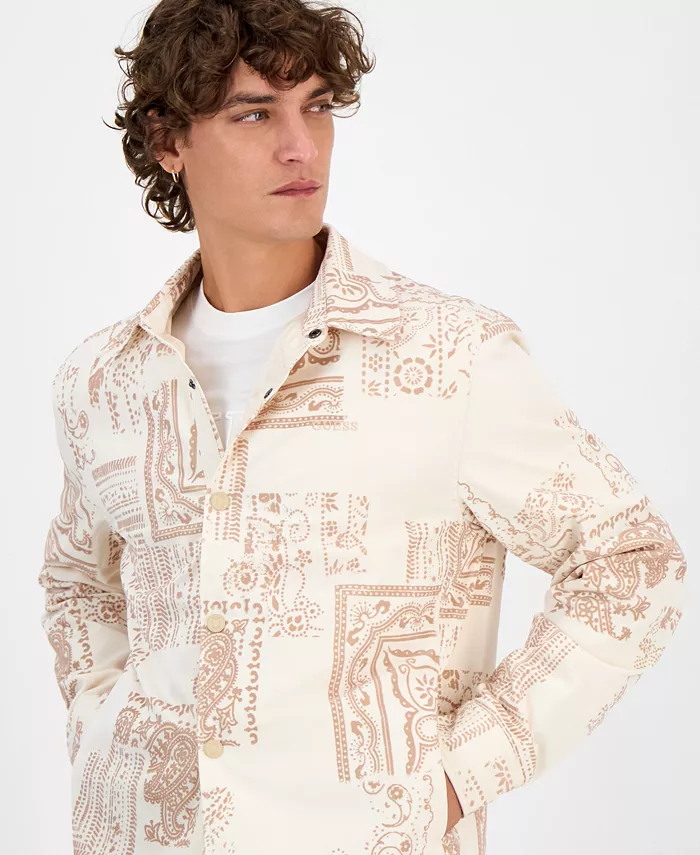 GUESS Men's Bandana-Print Shirt Jacket Men's Fashion & Accessories