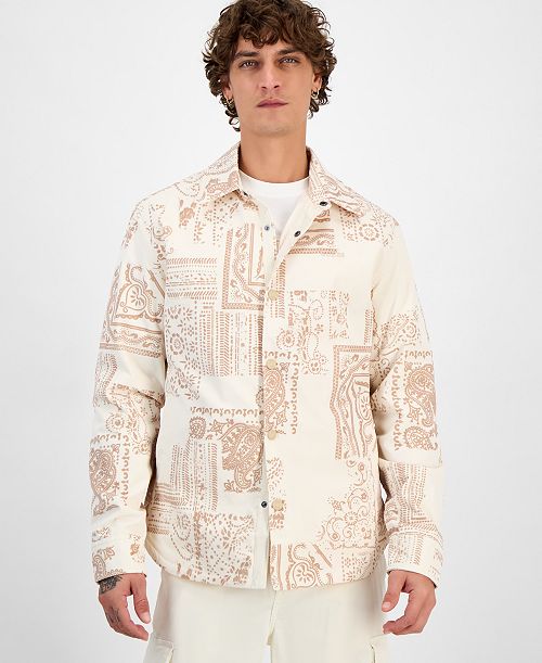 GUESS Men's Bandana-Print Shirt Jacket Men's Fashion & Accessories
