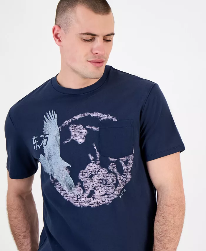 GUESS Men's Cherry Blossom Eagle Regular-Fit Graphic T-Shirt Men's Fashion & Accessories