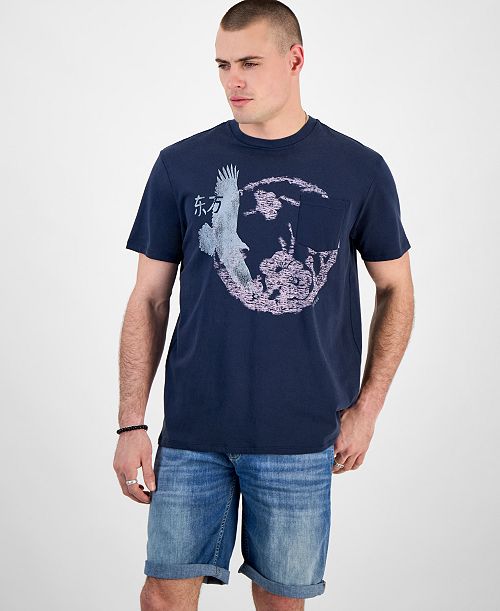 GUESS Men's Cherry Blossom Eagle Regular-Fit Graphic T-Shirt Men's Fashion & Accessories