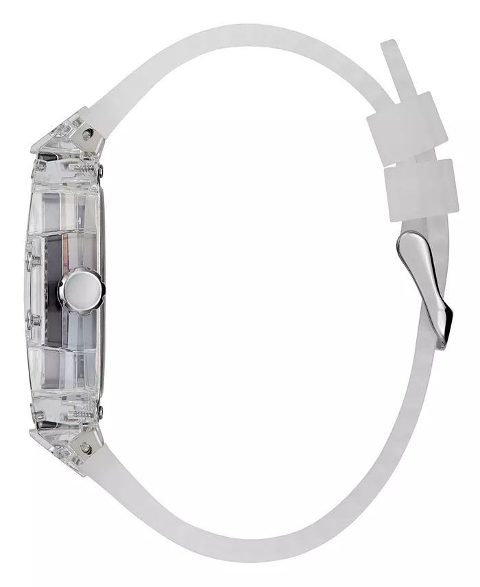 GUESS Men's Clear Silicone Multi-Function Watch 44mm Jewelry & Watches