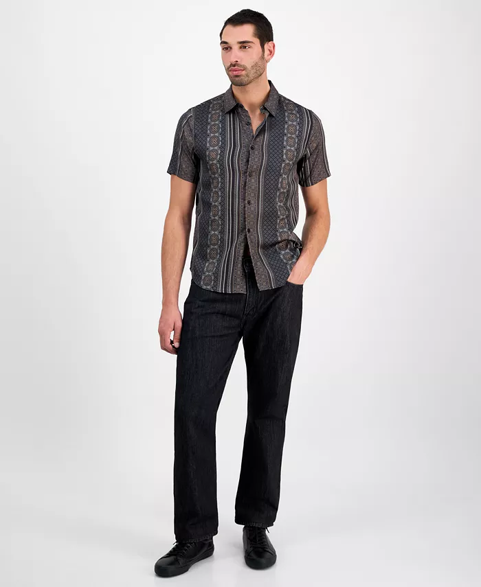 GUESS Men's Mosaic Stripe Shirt Men's Fashion & Accessories