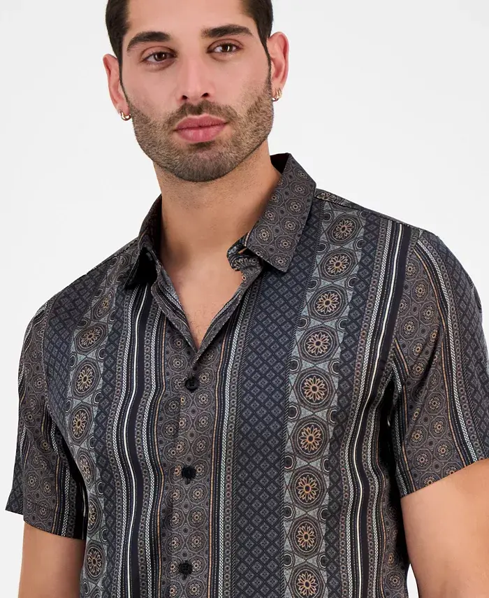 GUESS Men's Mosaic Stripe Shirt Men's Fashion & Accessories