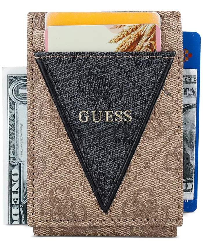 GUESS Men's Quattro Patchwork Triangle Logo Wallet Men's Fashion & Accessories