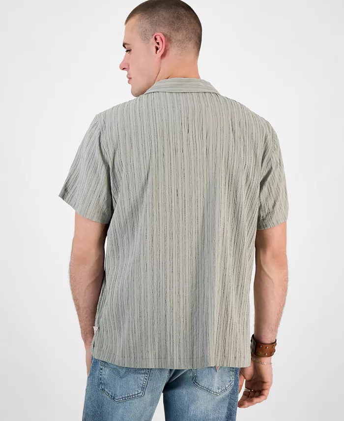 GUESS Men's Schaffer Regular-Fit Textured Button-Down Resort Shirt Men's Fashion & Accessories