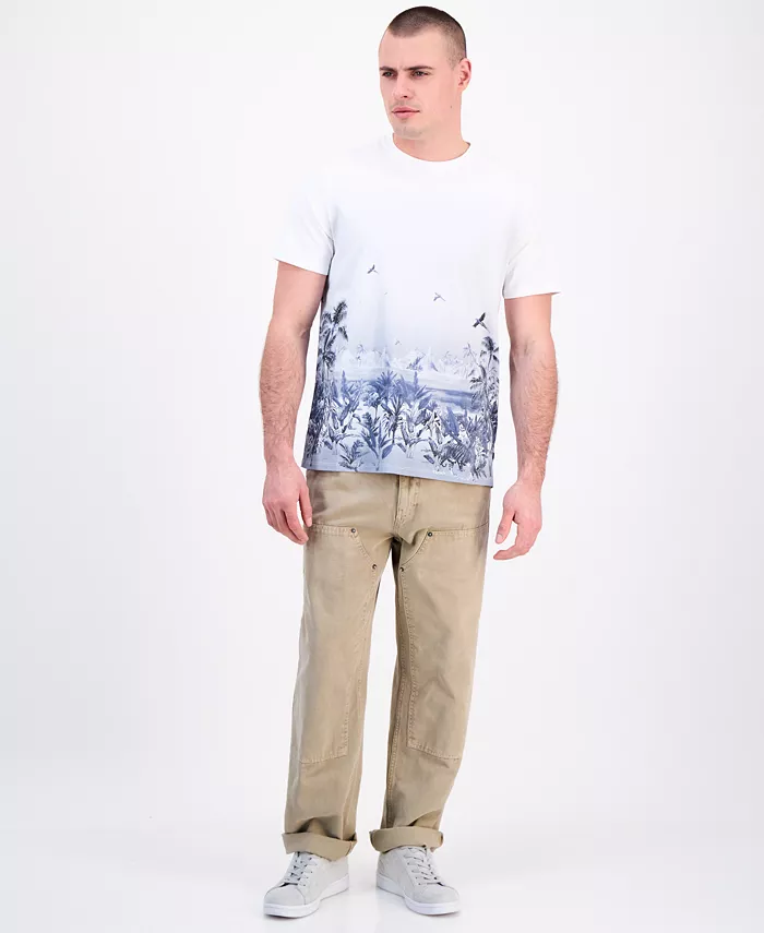 GUESS Men's Short Sleeve Big Cat Paradise Graphic Crewneck T-Shirt Men's Fashion & Accessories