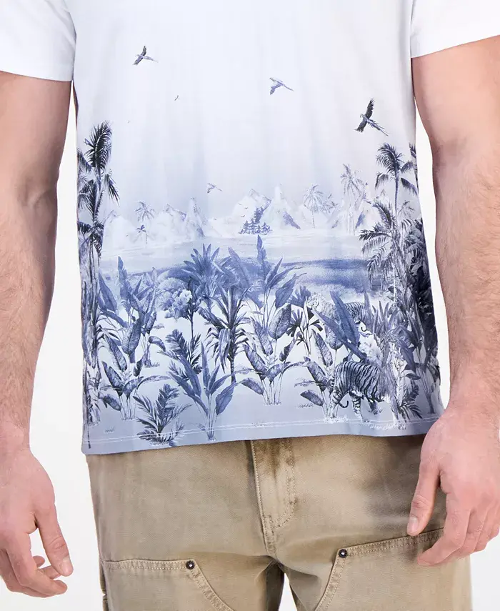 GUESS Men's Short Sleeve Big Cat Paradise Graphic Crewneck T-Shirt Men's Fashion & Accessories