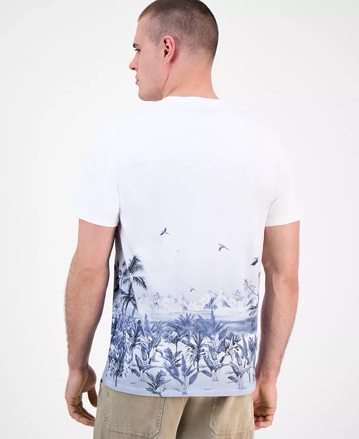 GUESS Men's Short Sleeve Big Cat Paradise Graphic Crewneck T-Shirt Men's Fashion & Accessories