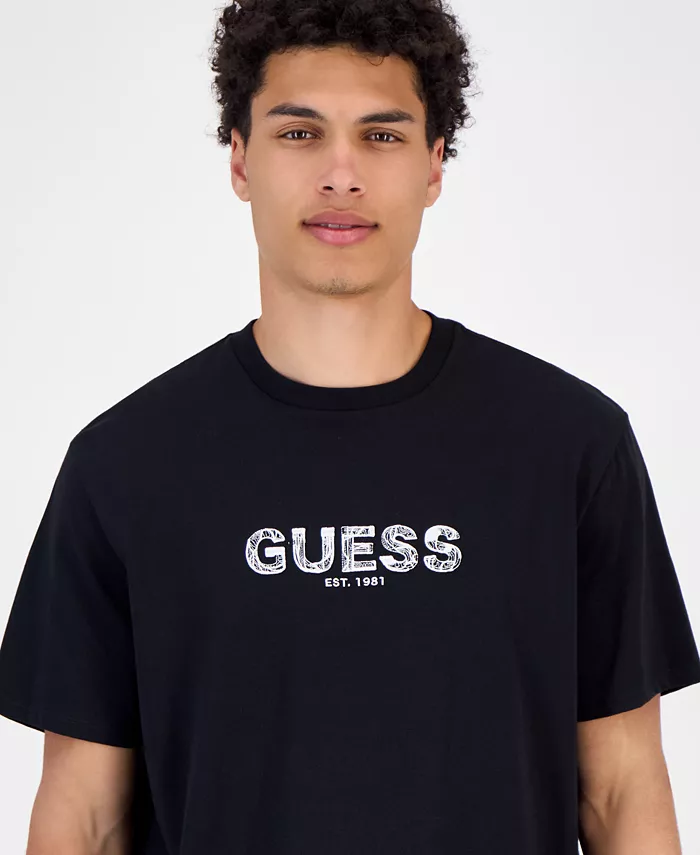 GUESS Men's Short Sleeve Embroidered Logo Crewneck T-Shirt Men's Fashion & Accessories