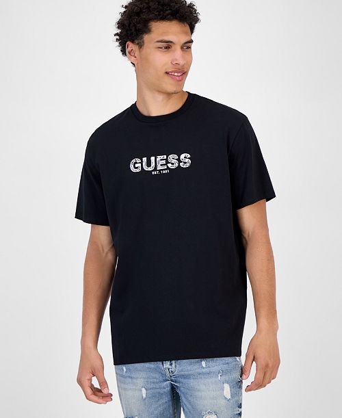 GUESS Men's Short Sleeve Embroidered Logo Crewneck T-Shirt Men's Fashion & Accessories