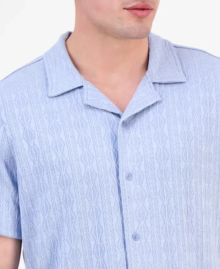 GUESS Men's Spencer Printed Short Sleeve Button-Front Camp Shirt Men's Fashion & Accessories