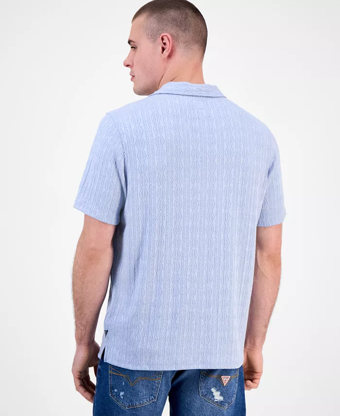 GUESS Men's Spencer Printed Short Sleeve Button-Front Camp Shirt Men's Fashion & Accessories