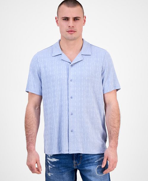 GUESS Men's Spencer Printed Short Sleeve Button-Front Camp Shirt Men's Fashion & Accessories
