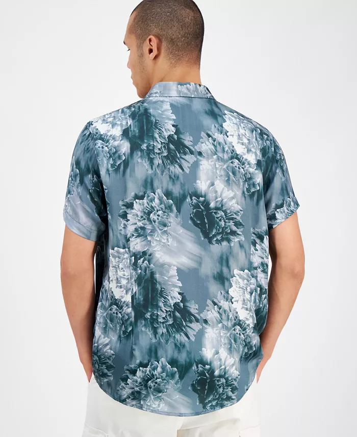 GUESS Men's Wayco Floral-Print Short-Sleeve Shirt Men's Fashion & Accessories