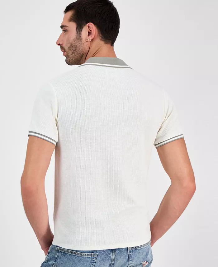 GUESS Men's Weston Waffle-Knit Tipped Polo Shirt Men's Fashion & Accessories
